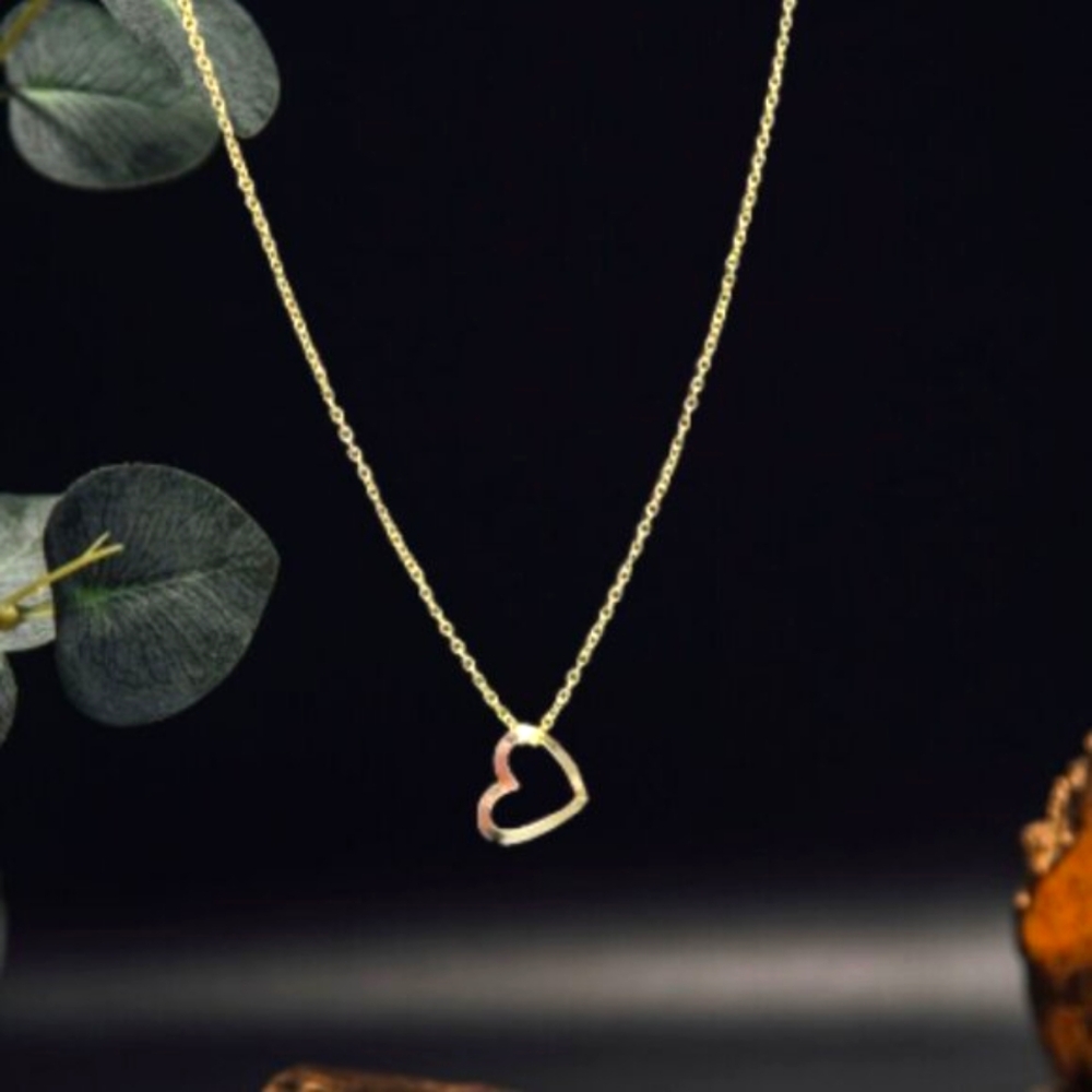 Gold Plated Light Dainty Heart Necklace - Picture 7 of 10